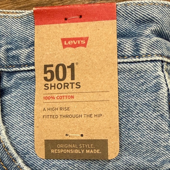 Levi's Light Blue Distressed Jean Shorts - Picture 2 of 7